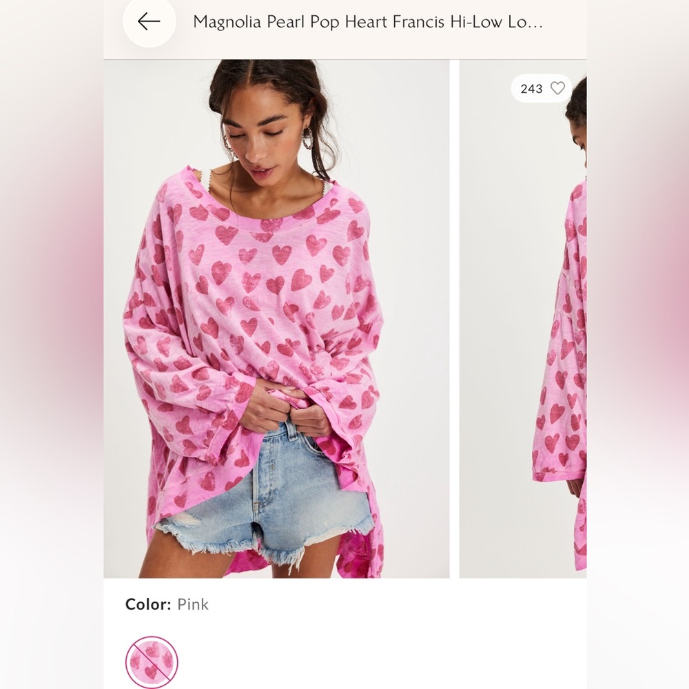 Magnolia Pearl Pink Heart Long Sleeve Tee